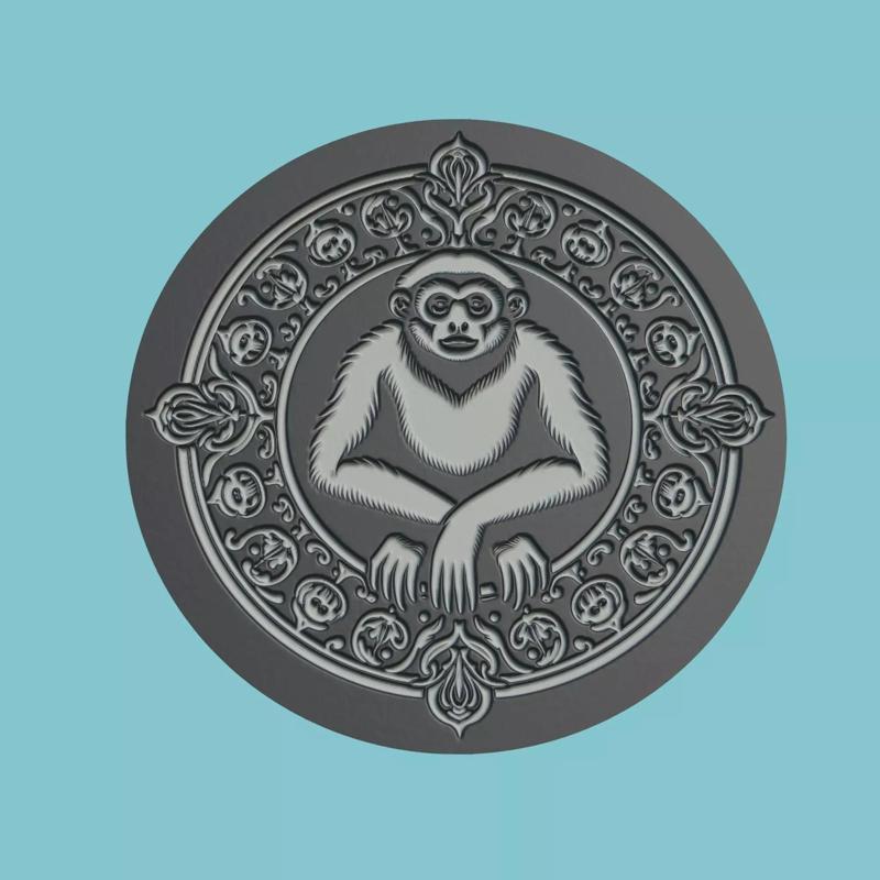 Gibbon Animal Medallion Gibbon Print Model
