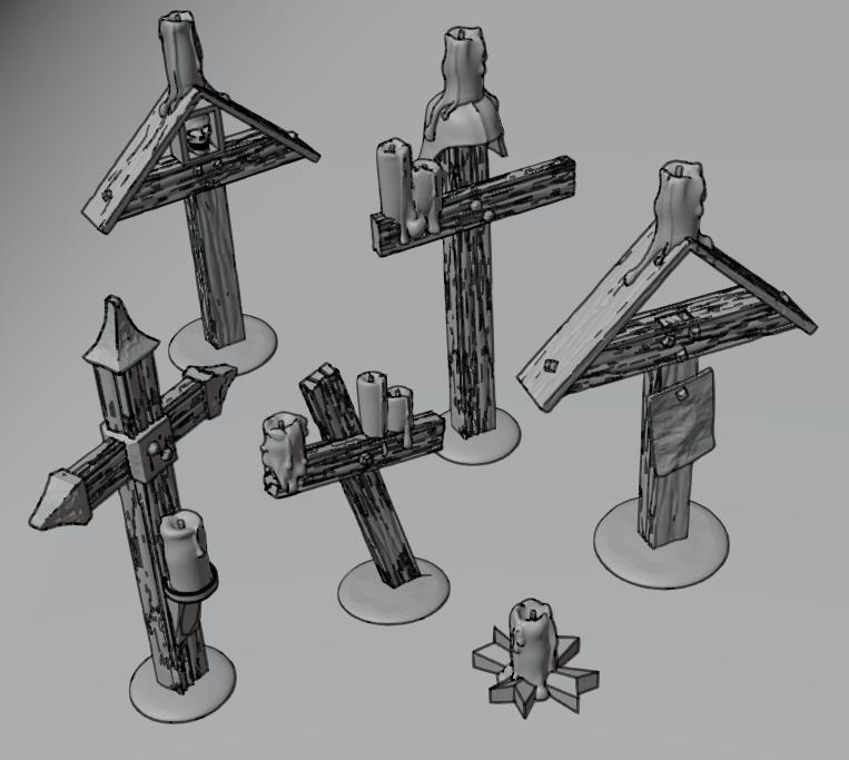 Scenic crosses for scatter terain