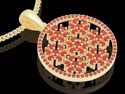 Flower circle pendant silver gold 3D jewelry printable model