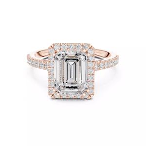 Emerald Cut Halo Art Deco Engagement Wedding Ring 3DM STL Video