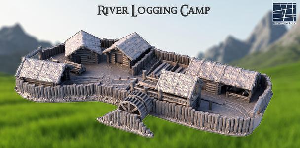 River Logging Camp  28 mm Tabletop Terrain