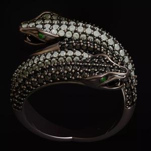 Double Snake Ring with diamonds
