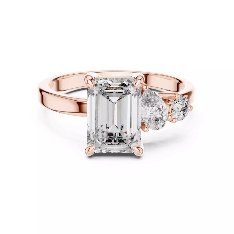 Emerald Pear Round Three Diamond Engagement Ring File Video