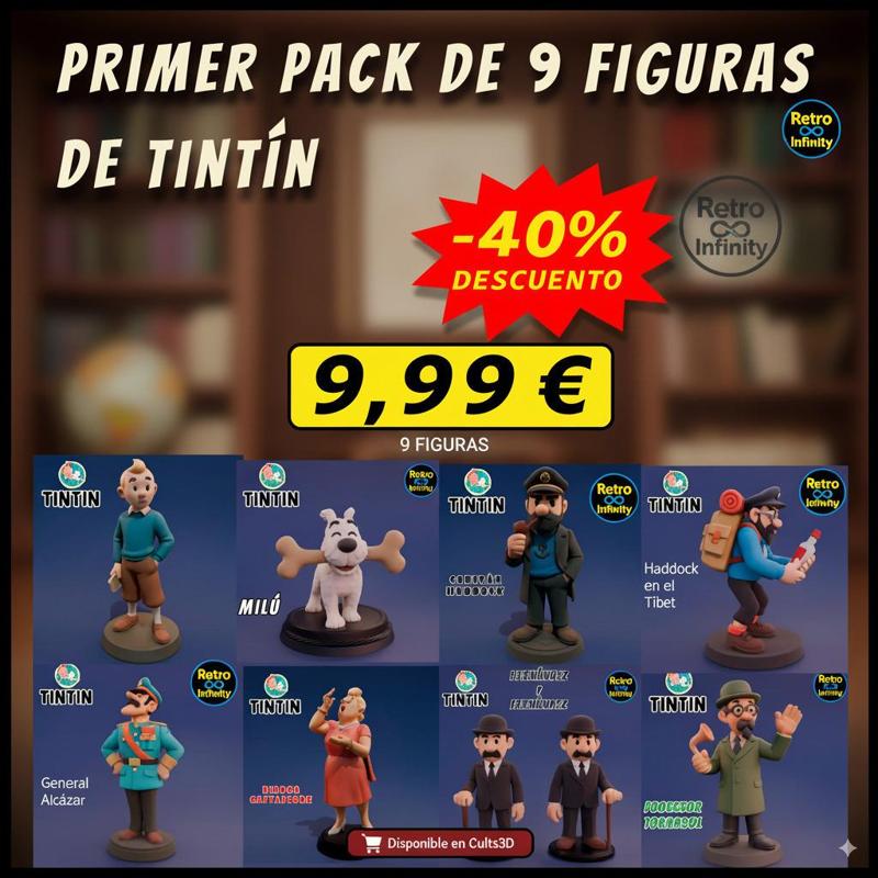 Tintin - First Pack of 9 Retro Infinity figures (90mm) : vinyl collectible