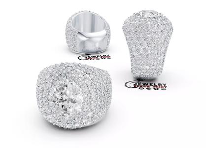 Custom Solitaire Oval Cut Diamond Ring Iceout Men Pinky Ring