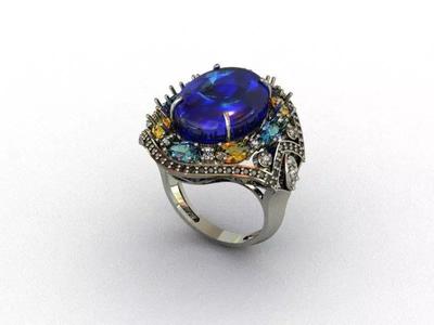 Diamond and Topaz Ring 3D print model