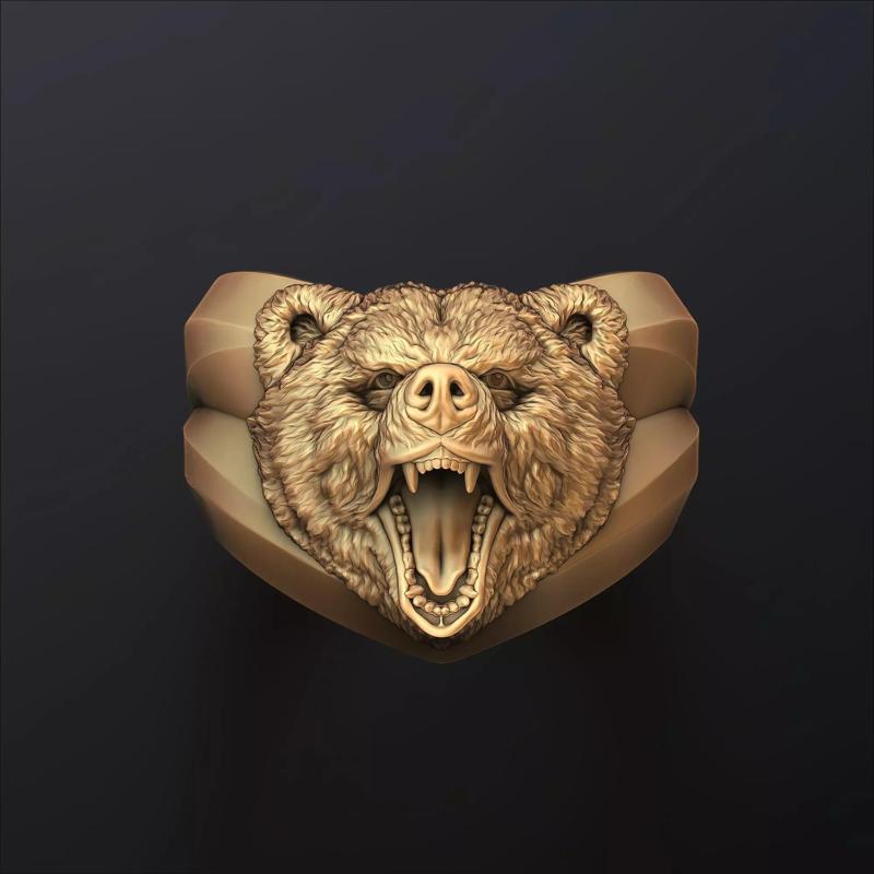 Basrelief Bear Head Ring