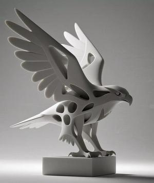 Stylized Falcon in Flight on Minimal Pedestal