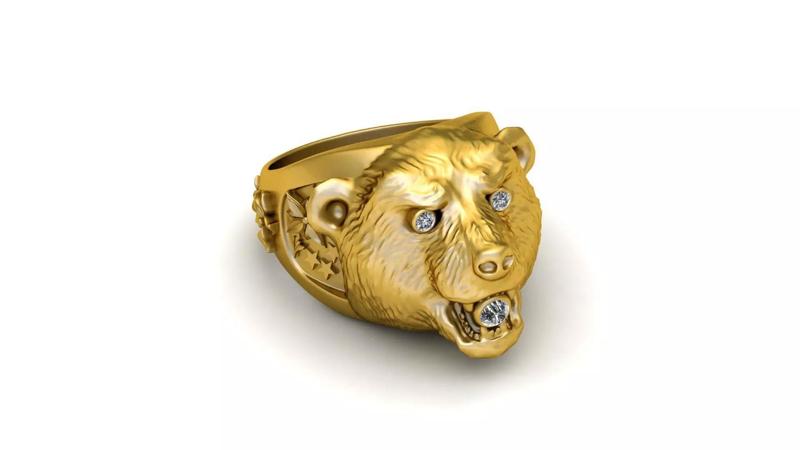 BEAR HEAD RING 3D PRINTABLE MODEL