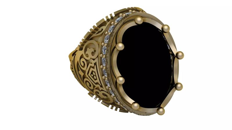 BLACK CRYSTAL CROWN DESIGN RING 3D PRINTABLE MODEL