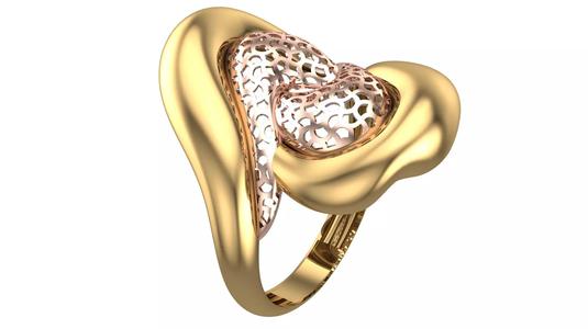 Bold Honeycomb Twist Ring- Lightweight 3D Printable Model-R7-04