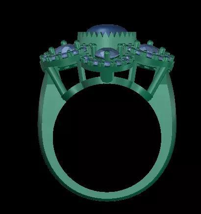 Cabochon Round Diamond Women Ring