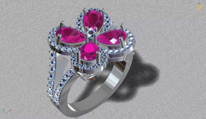 Beautiful 4 Tears Jewelry Ring