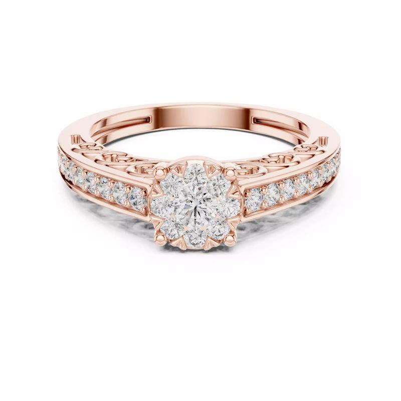 Art Deco Design Shank Round Cut Engagement Ring 3DM STL Video