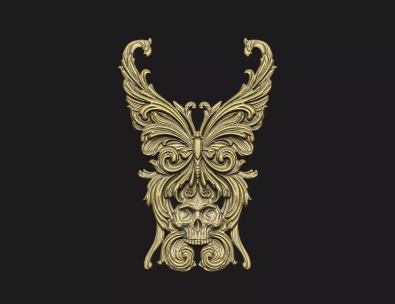 butterfly skull death die insect pattern baroque pattern design