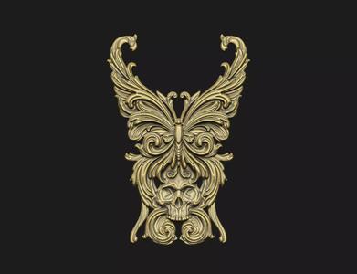 butterfly skull death die insect pattern baroque pattern design