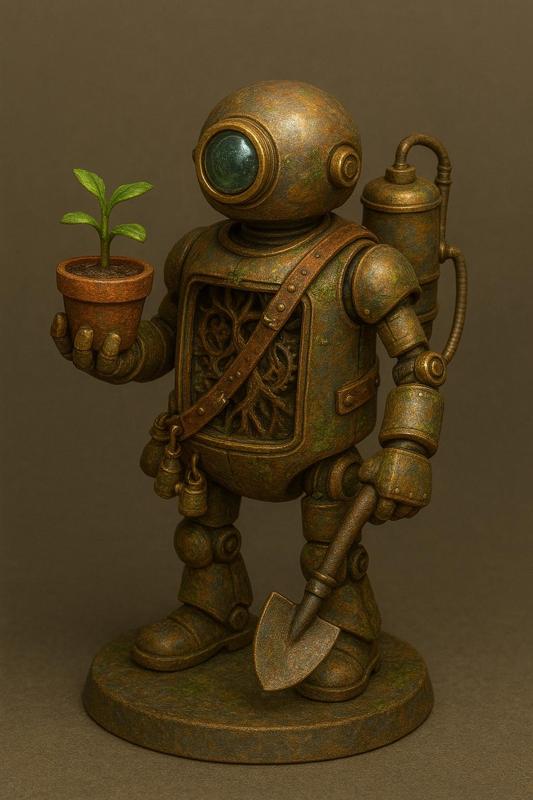 Garden Automaton Miniature steampunk gardener printable