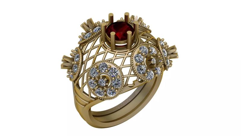 GOLDEN PRECIOUS RING 3D PRINTABLE MODEL