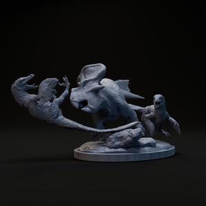 Protoceratops vs Velociraptor 1-20 scale pre-supported dinosaur