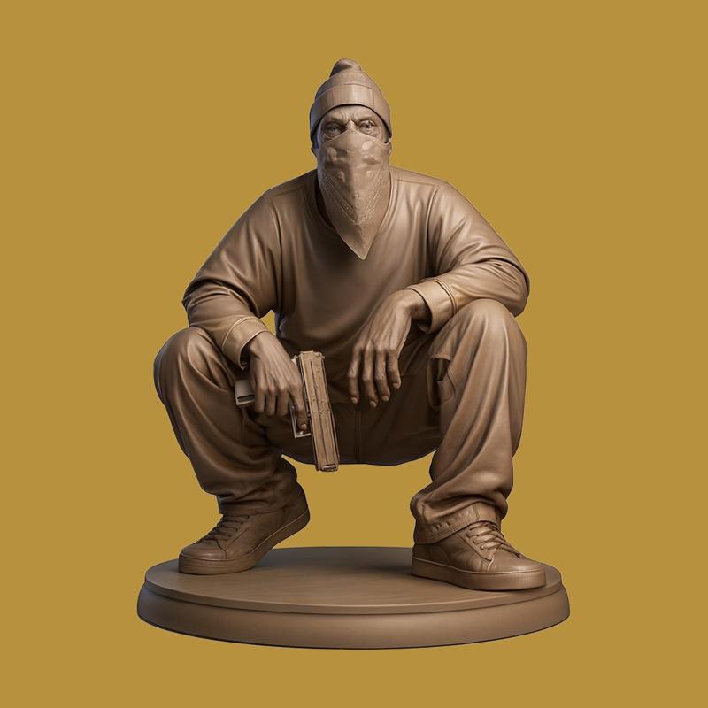Urban Outlaw Figurine – Realistic Street Gangsta Statue (3D Print Model)