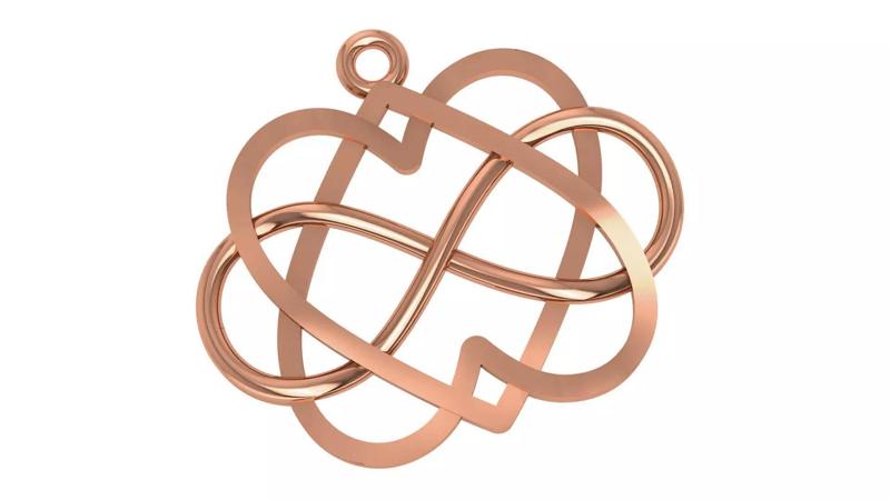 Infinity Heart Wire Mesh Plain Gold Pendant