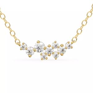 Cluster Diamond Pendant Gold Zircon Layering Necklace