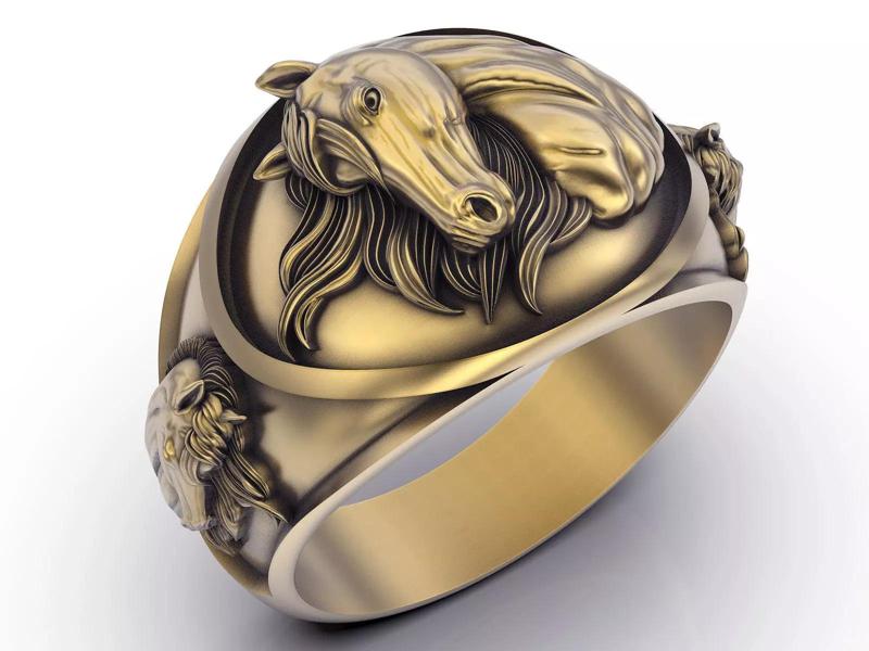 Horse Ring  gold jewelry printable 3D model