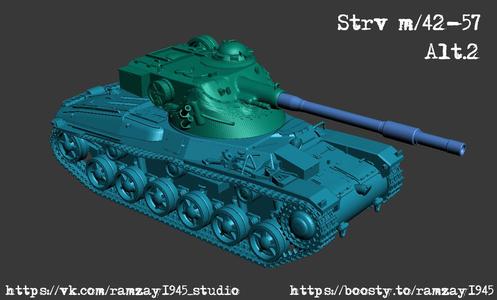 Strv M/42-57 Alt.2 Swedish medium tank 1:100