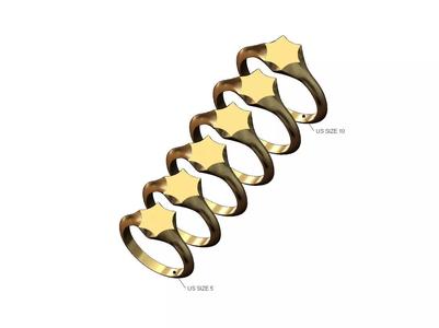 Simple hexagonal star signet ring US sizes 5to10
