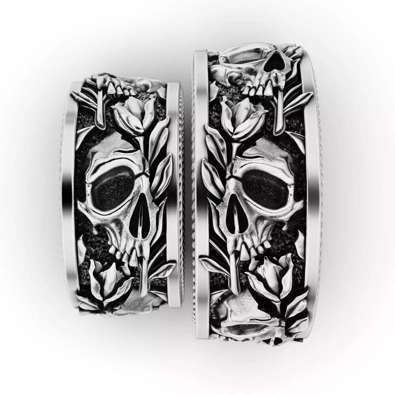 Skull Roses Gothic Ring
