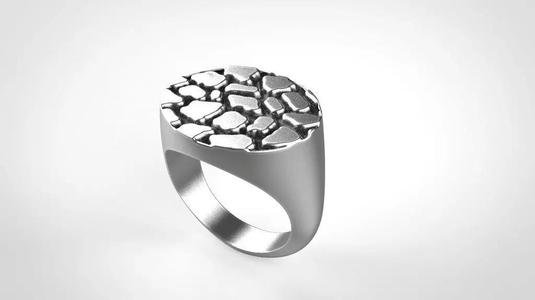 Signet ring circle Rock pattern