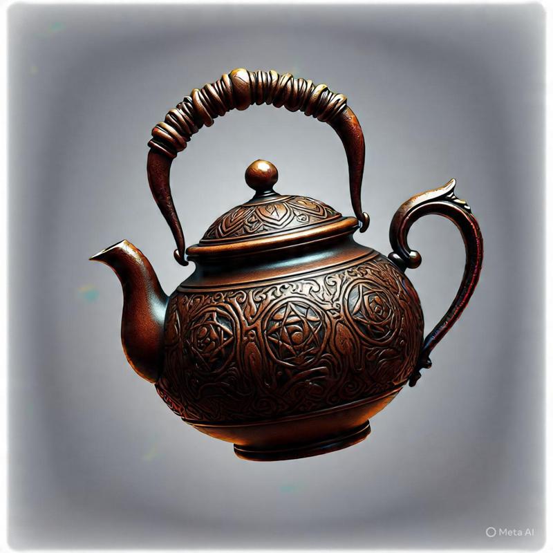 teapot with antique teapot holder
