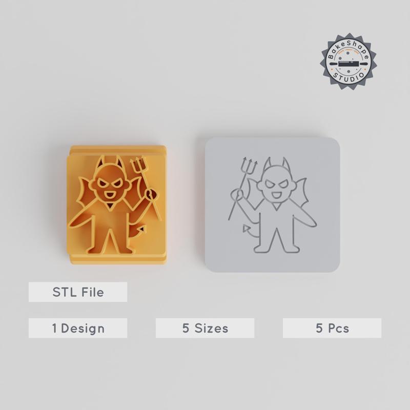 Devil Stamp Tile Collection, 5 Motif Sizes, Halloween Devil, Perfect for Clay, Cookies, Fondant & More