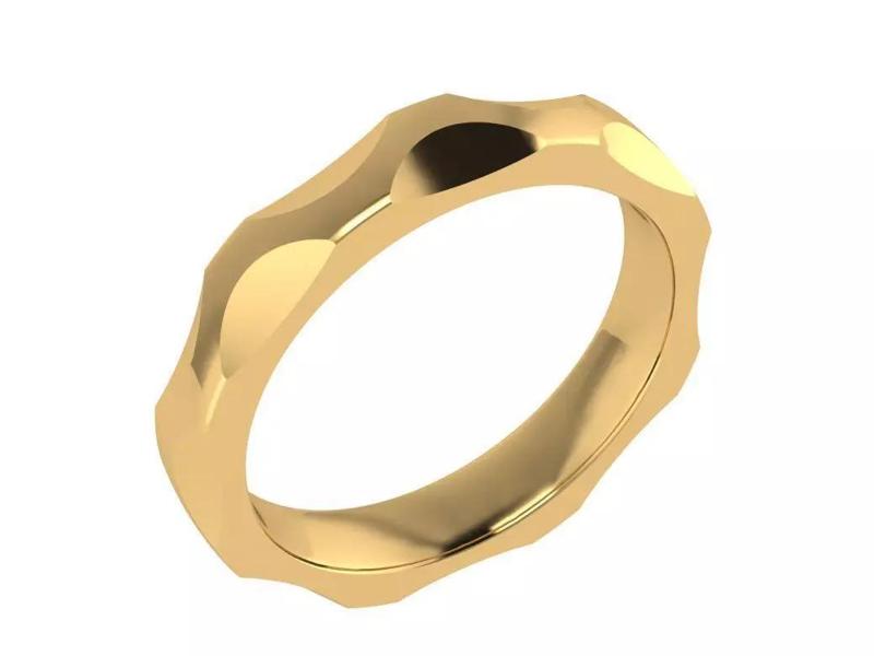 Ring113 gold ring with wave pattern