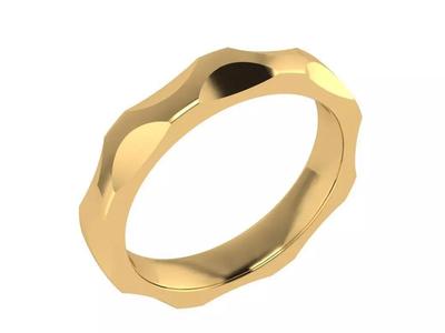 Ring113 gold ring with wave pattern