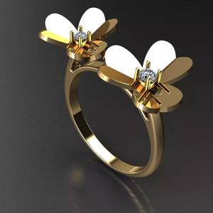 Delicate Double Butterfly Diamond Ring  3D File printing