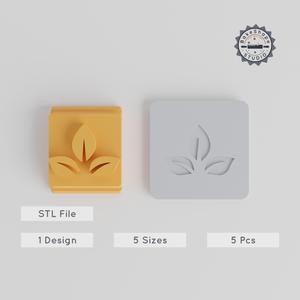 Leaf Stamp Tile Set, 5 Sizes 20-40mm, Nature Symbol for Clay, Cookies & Fondant, Botanical Motif Collection