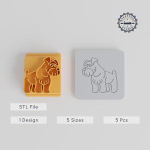 Giant Schnauzer Stamp Tile Set, 5 Motif Sizes for Clay, Cookies & Fondant, Canine Pet Design Collection