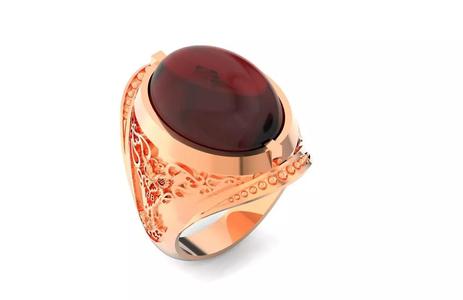 ring - with owl and oval cabochon 535