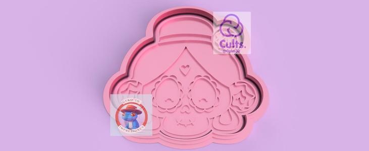 Day of the Dead Female Skull Cookie Cutter (Calavera del dia de los muertos)