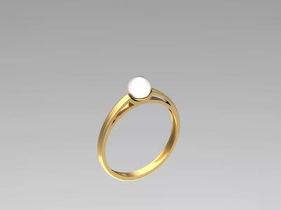 Pearl Solitaire Ring  5 or 5 5mm for Gold or Silver