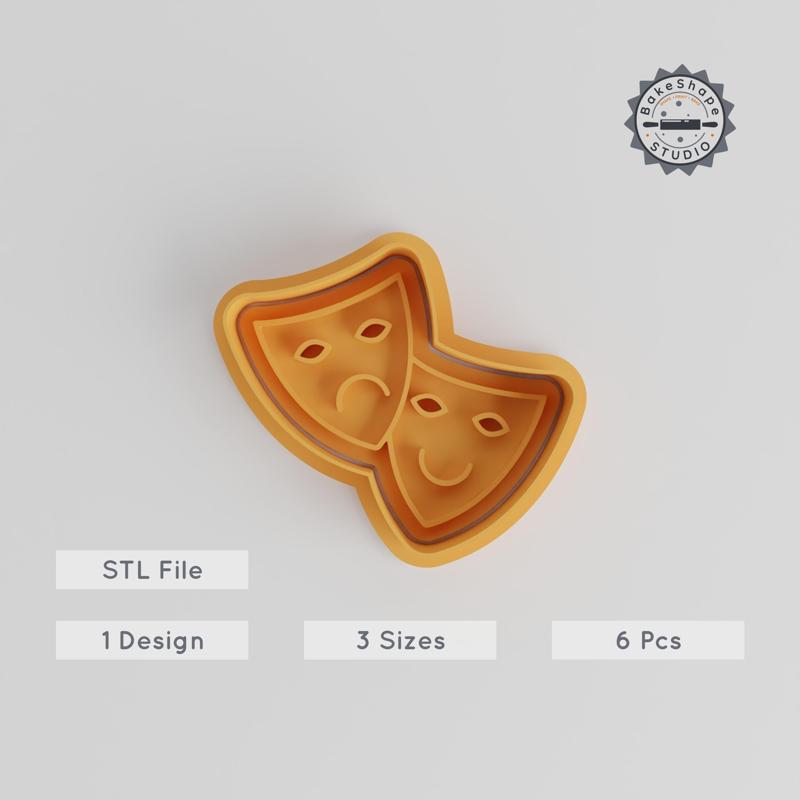 Theatrical Drama Cookie Cutter & Stamp Set, Perfect for Cookies & Fondant, School Stage Art, 3 Sizes S/M/L