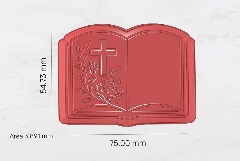 Floral Religious Cookie Cutter Set | Cross & Bible Outline | STL for 3D Printing
