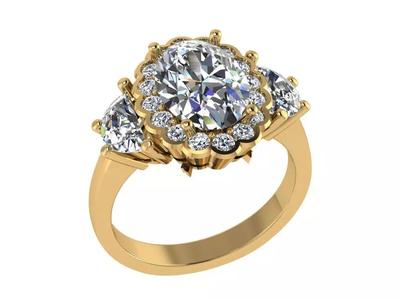 Ring308 oval diamond engagement ring gold
