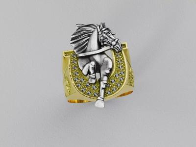 Ring Horse Jumping Horseshoe - Anillo Caballo Saltando Herradura