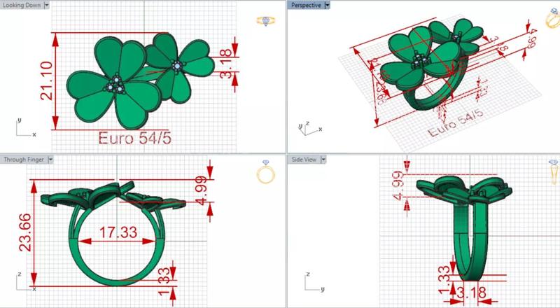 Ring Luck and Beauty in the Four-Leaf Clover Design jr00236