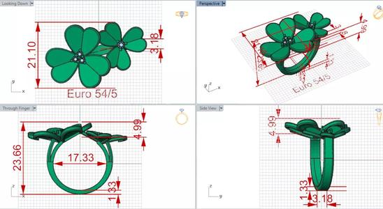 Ring Luck and Beauty in the Four-Leaf Clover Design jr00236