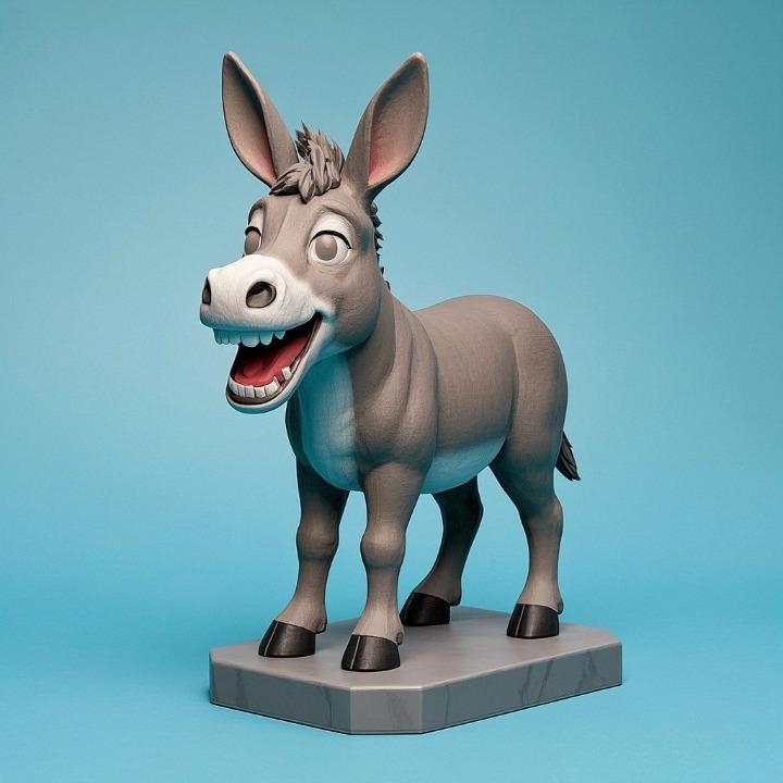 2307 Color Laughing Donkey - 3D Printed Full-Figure Statue, pug, dachshund, poodle, cat, camel, bear, beagle, crocodile, lion, fox, bull terrier, pomeranian, donkey, wolf, doberman pinscher, newfoundland, elephant, rooster