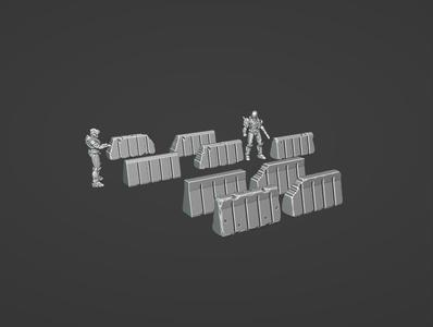 Halo 3 Concrete Barriers - Halo Ground Command - Miniature Scale Model Terrain