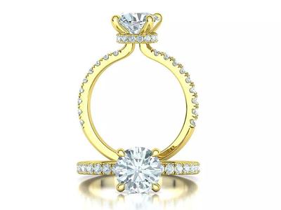 2ct Solitaire Engagement Ring Underhalo 8mm gem 3Dmodel